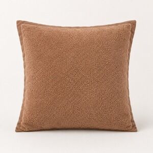 Pottery Barn Cozy Fleece Pillow Cover 22x22 Camel Brown Modal Cotton
